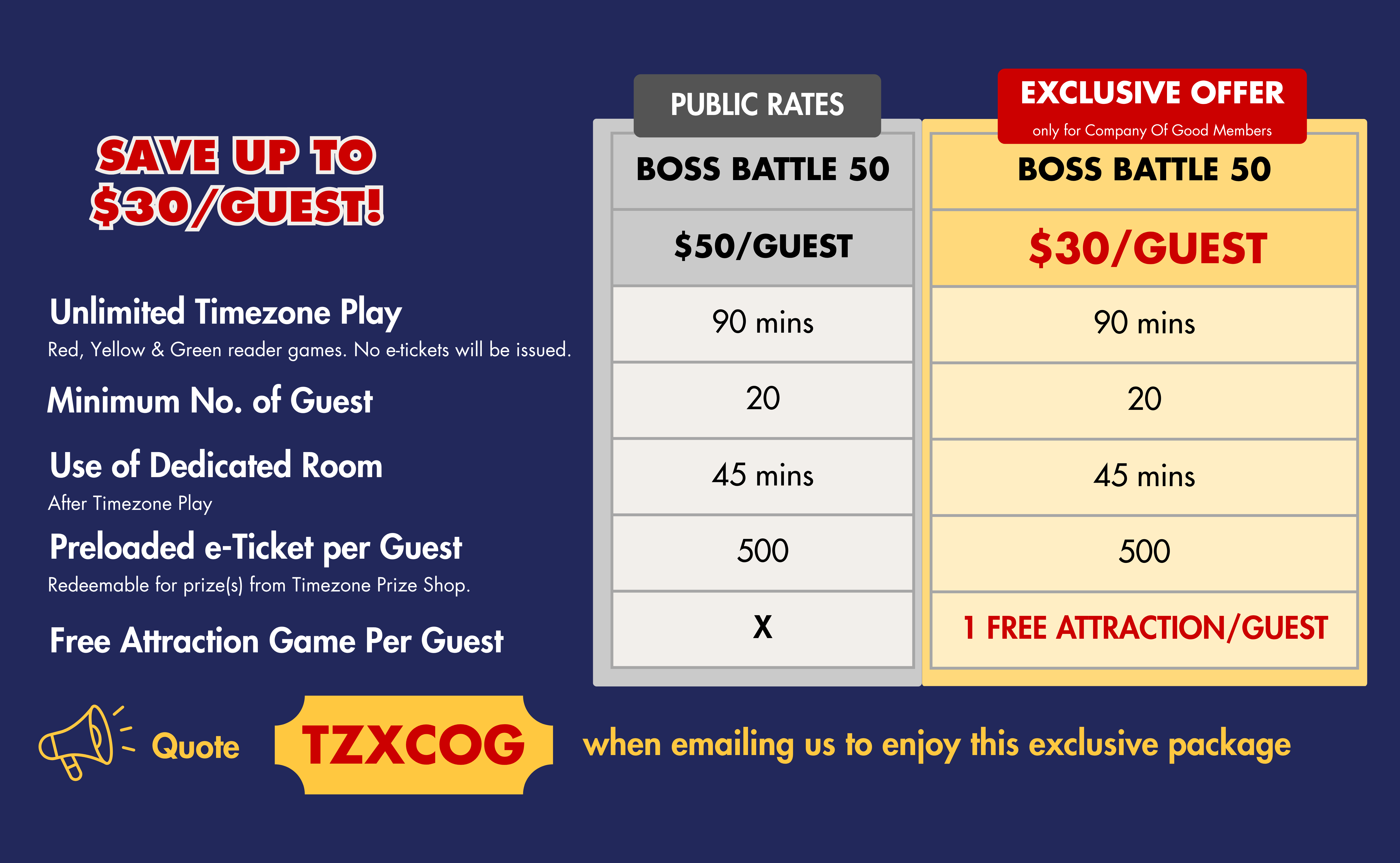 Free Attraction on Corporate Packages