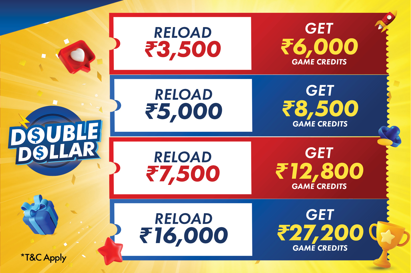 Reload now and get extra game credits!